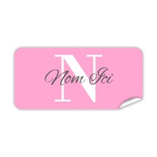 Étiquette Nominative Rectangulaire Monogramme Rose