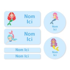 Pack d'étiquettes nominatives mélangées - Sirènes - FR|CA-FR
