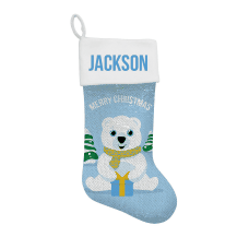 Bear Sequin Santa Stocking