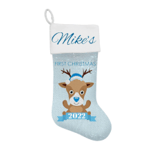 Blue Baby Sequin Santa Stocking