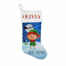 Elf Sequin Santa Stocking
