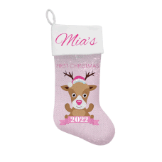 Pink Baby Sequin Santa Stocking