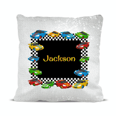 Race Cars Magic Sequin Cushion Cover