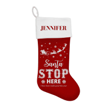 Stop Here Sequin Santa Stocking