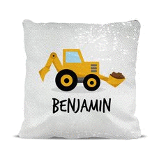 Yellow Digger Magic Sequin Cushion Cover